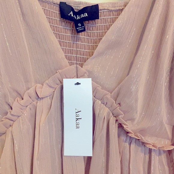 SANGRIAS AND SUNSHINE LONG SLEEVE BABYDOLL TOP (VINTAGE BLUSH) SMALL - Picture 4 of 4